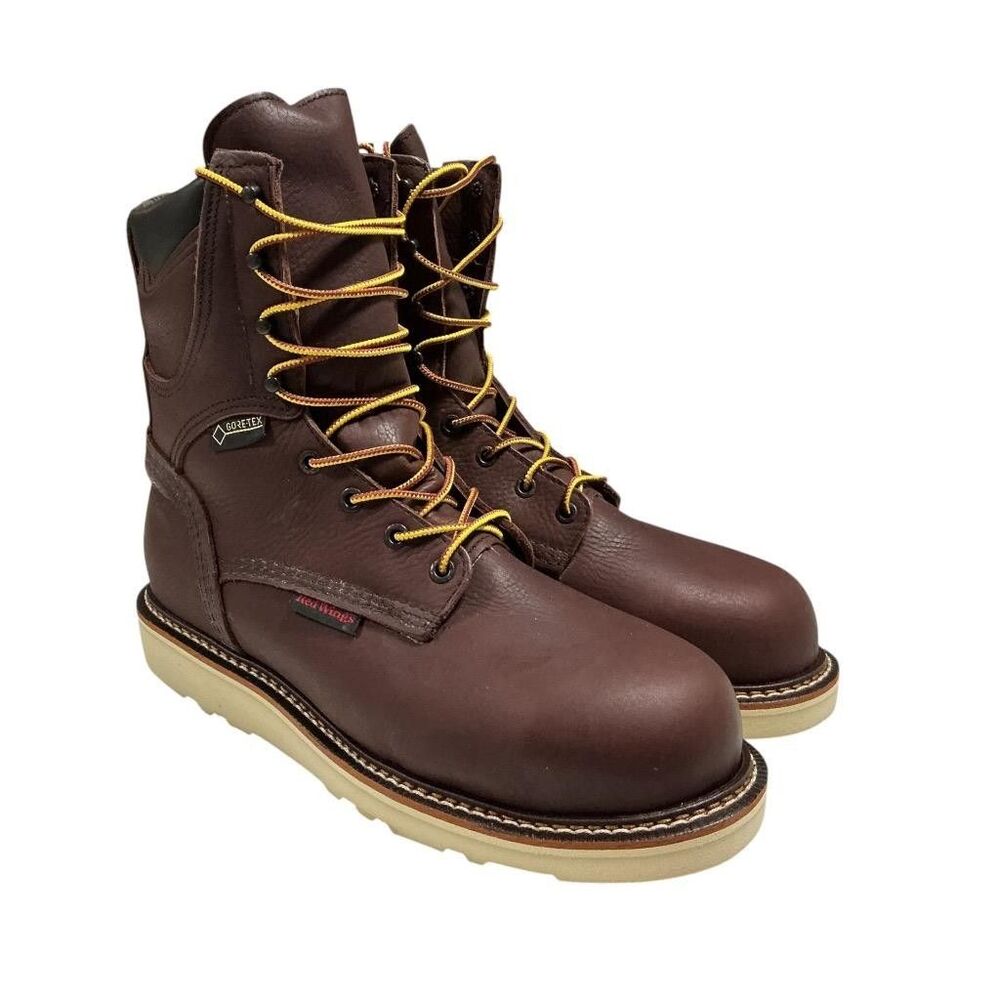 Red Wing Mens Lace-up Steel Toe Work Boots 9D Brown Slip Oil Puncture Resistant